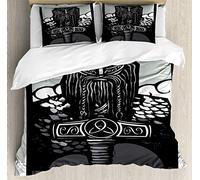 Bedding Double Bed Set Viking Mythology Duvet Cover Set King Size - 220x240cm Super Soft Microfiber 3D Printed Viking Warrior Helmet Sword Duvet Cover Boys Girls Bedding with 2 Pillow Cases