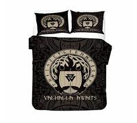 Bedding Double Bed Set Viking Ship Duvet Cover Set King Size - 220x240cm Super Soft Microfiber 3D Printed Viking Mythology Rune Totem Duvet Cover Boys Girls Bedding with 2 Pillow Cases