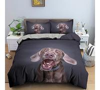 Bedding Double Bed Set Weimaraner Duvet Cover Set King Size - 220x240cm Super Soft Microfiber 3D Printed Brown Hound Animal Dog Duvet Cover Boys Girls Bedding with 2 Pillow Cases