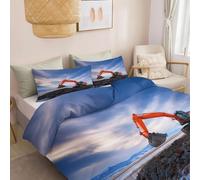 Bedding Double Duvet Cover Sets Soft Architecture Excavator Rocks Printed Reversible Bedding Set, Natural Landscape Luxurious Modern Quilt Covers with Zipper Closure and Corner Ties Easy Care