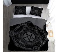 Bedding Double Duvet Set Pentagram Bedding Double Bed Set - Microfibre Quilt Cover 230x220 cm - Comforter Cover with 2 Pillowcases(Double)
