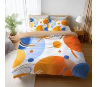 Bedding Double Size 79" x 79" - Colorful Simple Bright Geometric Duvet Cover, Reversible Quilt Cover & 1 Pillowcases, Ultra Soft and Breathable Brushed Microfibre Bed Set