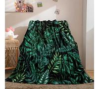 Bedding_Dreamer Green Leaf Blanket Throw Tropical Plant Blanket Exotic Tropical Leaves Fresh Jungle Blanket Botanical Flannel Throw Blanket for Couch Sofa Bed (Throw(50''x60''), Palm)