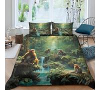 Bedding Duvet Cover 3D Animal Monkey Printed Bedding Set For Kids Boys Teens Duvet Cover With 2 Pillowcase Quilt Cover 3 Pcs - Soft Hypoallergenic Double Bed 155X220 Cm-52384471859
