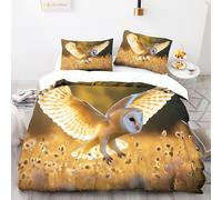 Bedding Duvet Cover Animals Barn Owls 3D Print Duvet Cover Bedding Sets 200x200cm,Brown Soft Comfort Microfibre Duvet Cover with 2 Pillowcases 50x75cm,for Boys Girls Duvet Cover