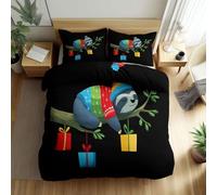 Bedding Duvet Cover Set King Size 220x230cm Cartoon Sloth With Gift Easy Care Quilt Covers Soft Polycotton Bedding Set Breathable Hypoallergenic Bed Covers with 2 Pillowcases