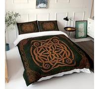 Bedding Duvet Cover Set Single with Pillowcases Celtic Knot Design Black Duvet Cover Soft Lightweight, Quilt Cover Easy Care Bed Linen Soft Cosy Bedroom Dorm Decor