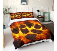 Bedding Duvet Cover Set Single with Pillowcases Fantasy Burning Lava Orange Duvet Cover Soft Lightweight, Quilt Cover Easy Care Bed Linen Soft Cosy Bedroom Dorm Decor