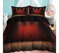Bedding Duvet Cover Set Super King Size 220x260cm Red Stage Curtain Easy Care Quilt Covers Soft Polycotton Bedding Set Breathable Hypoallergenic Bed Covers with 2 Pillowcases