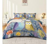 Bedding Duvet Cover Sets - 3 Pieces Childlike Fun Owls Rainbows Bedding Soft Brushed Microfiber Bed Quilt Colorful With Zipper Cover with 2 Pillowcase 230 × 220