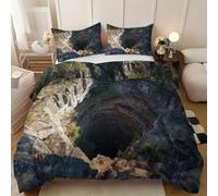 Bedding Duvet Cover Sets Single Size 140x200cm 3D Hole Illusion Soft Microfibre Bedding Set with 1 Duvet Cover 2 Pillowcase 50x75cm,Bottomless Hole Comfortable Bedding with Corner Ties