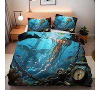 Bedding Duvet Cover Single Jellyfish Glowing Comforter Microfiber Easy Care Printed Under The Sea Dream Quilt Cover 3pcs 135x200 cm and 2 Pillowcases 50x75 With Zip Corner Ties Bedroom Decor