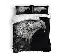 Bedding Falcon Duvet Cover Set King Size - 220x230cm Abstract Lines Depicting Animals, Eagles Bedding King Bed Set, Super Soft Microfiber 3D Printed Duvet Cover Aldult Quilt with 2 Pillow Cases