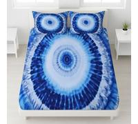 Bedding Fitted Sheet Set Super King Size 180 x 200 cm - 30 cm Deep Pocket, Soft Brushed Microfibre Bed Sheet Set, Wrinkle-Resistant, Easy Care, Breathable, Blue, Artistic Layered Texture