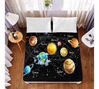 Bedding Fitted Sheets Extra Deep, Morbuy Children's Creative Universe Print Bedding Microfiber Soft Fade Resistant Bedsheets for Single Double King Size,No Pillowcases (90x200x30cm,Solar system)