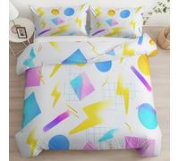 Bedding Geometry Numbers Circles LightningDuvet Cover Set Kids Girls Teens Boys King Bedding Double SidedSoft Microfiber Comfortable King Bed Duvet Cover with 2 Pillow Cases (220 x 230 cm)