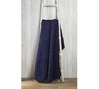 Bedding Heaven Chunky Cable Knitted Bedspread Throw. 4 Colours Available Cream, Pink, Navy Blue or Silver Grey. 120 cm x 150 cm Made by Rapport (Navy Blue)