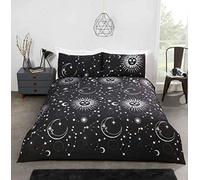 Bedding Heaven® REVERSIBLE MOON, STARS, ASTROLOGY DUVET COVER - CELESTIAL Black or Blue. by Rapport (Black, Double)