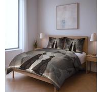 Bedding High tensile strength Perfectly Stitched Closure Duvet Cover Sets,Grey Animals people shadow puppets single Suitable for bedroom