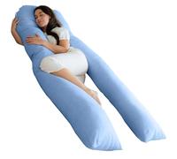 Bedding Home 9ft U Shaped Pregnancy Pillow | Orthopedic Cuddle Cushion Full Body Pillows for Adults with Cover | Side Sleeper Maternity Pillow | 9ft Long Pillows & Blue Cover