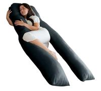 Bedding Home Charcoal 9ft U Shaped Pregnancy Pillow | C Shape Full Body Support Pillow For Side Sleepers | Back Support Cuddle Cushion Maternity Long Pillow (9ft, Charcoal)