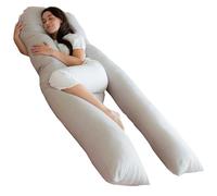 Bedding Home Grey 9ft U Shaped Pregnancy Pillow | C Shape Full Body Support Pillow For Side Sleepers | Back Support Cuddle Cushion Maternity Long Pillow (9ft, Grey)