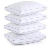 Bedding Home Hollow Fibre Filling Gusset Box Pillows 4 Pack | Anti Snore Back Support Neck Pillow | Hotel Quality Orthopedic Pillow | 100% Cotton Outer Cover Side Sleeper Pillow