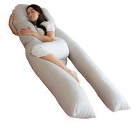 Bedding Home Luxury 12ft Pregnancy Pillow | Full Body Pillows for Adults with Cover | Orthopedic Side Sleeper Maternity Pillow for Sleeping | 12ft Long Pillows & Silver/Grey Cover