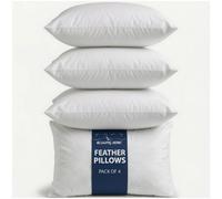 Bedding Home Luxury Feather Pillows 4 Pack | Medium Firm Orthopedic Bed Support Hotel Pillows | Anti Snore Pillow for Neck Pain Relief | Breathable Hotel Quality Side Sleeper Down Pillow (4pk)