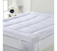 Bedding Home Microfiber Bunk Bed Mattress Topper | 5 Cm Box Stitched Quilted Bed Pad | Deep Pocket Fitted Bed Topper with Elasticated Straps (Bunk Bed)