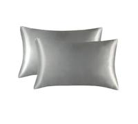 Bedding Light Grey Cooling Satin Pillow Cases 2 Pack - Soft Feels Like Silk Pillowcase For Hair and Skin Care Luxury Pillow Covers