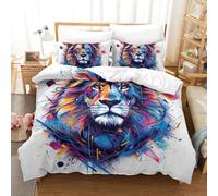 Bedding Lion Set Duvet Cover Set Bedding Set for Kids Boys Girls 3D Printed Comforter Cover Quilt Microfiber Cover Bedroom Collection 3Pcs Double(200x200cm)
