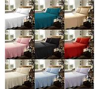 Bedding Luxury Thermal Flannelette Flat Sheets 224 x 245 cm, Easy Care Soft Brushed Cotton Flannel Double Flat Bed Sheet (White)