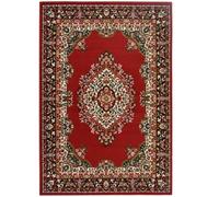 bedding mill Brown Red Bordered 7mm Thick, Stain-Resistant Traditional for Bedroom, Living Room, & Dining Room, Easy to Clean Brown Red Area Rug-120cm X 170cm