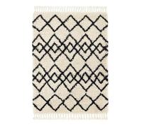bedding mill Ivory Charcoal Geometric Rug, Handmade Shaggy Rug, Modern Ivory Charcoal Rug for Bedroom, Living Room, & Dining Room, 50mm Thickness Easy to Clean Moroccan Rug-120cm X 170cm