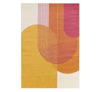 bedding mill Trendy Orange Abstract Floor Rug Funky Geometric Design, 9mm Thick, Stain Resistant, Easy to Maintain, Perfect for Bedroom, Living Room & Dining Room-120cm X 170cm