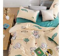 Bedding New Sheet Tencel Double Duvet Set Ice Cold Silky Silk Satin Summer Double-Sided-Mr. Cow_1.8m Bed Four-Piece Set/Duvet Cover 2. (Mr. Cow 2.0m four)