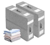 Bedding Organizer Storage Box, Linen Folding Box with Reinforced Handle and Sturdy Zipper for Comforters, Sheets, and Clothes, Foldable Design