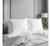 Bedding Pillow Cases Standard Size 51x76 cm - Cotton Rich Pillowcases with Envelope Closure - Wrinkle, Fade, Pillow Cases(OS, White)