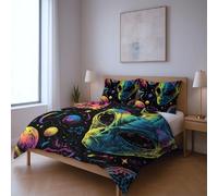 Bedding Quilt Cover Set fabric makes them soft fade resistant Duvet Cover Sets, color Alien Planet Space single Suitable for bedroom