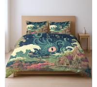 Bedding Quilt Cover Set fabric makes them soft fade resistant Duvet Cover Sets, Colourful Castle eyes Double Suitable for bedroom