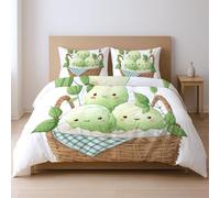 Bedding Quilt Cover Set fabric makes them soft fade resistant Duvet Cover Sets, green Basket Cartoon King Suitable for bedroom
