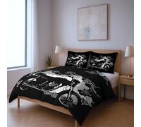 Bedding Quilt Cover Set fabric makes them soft fade resistant Quilt Cover Set, black Motorcycle Art single Suitable for bedroom
