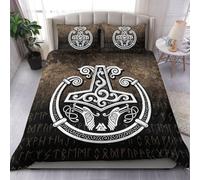 Bedding Quilt Cover Set with Pillow cases 220 cm x 230 cm Viking Wolf Celtic Knot Totem Soft Microfiber Bedding 3 Piece Bedding Set Duvet Cover fitted with 2 Pillowcases 50 x 75 cm
