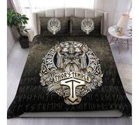Bedding Quilt Cover Set with Pillow cases 220 cm x 230 cm Viking Wolf Celtic Knot Totem Soft Microfiber Bedding 3 Piece Bedding Set Duvet Cover fitted with 2 Pillowcases 50 x 75 cm