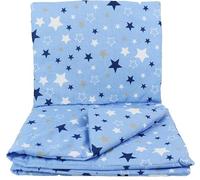Bedding Set 100% Cotton Duvet Cover and Pillowcase Set for Baby Cot Bed 60x120cm or 70x140cm, Perfect for Cribs Prams Moses Baskets (Cot Bed, Blue with White and Navy Stars)