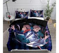 Bedding Set 135x200cm Multiple Sizes Jujutsu Kaisen Duvet Cover 52% Cotton Soft Comfortable Duvet Cover + 2 Pillowcase 80x80cm (135x200cm(Single),Style 06)