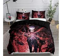 Bedding Set 135x200cm Multiple Sizes Jujutsu Kaisen Duvet Cover 52% Cotton Soft Comfortable Duvet Cover + 2 Pillowcase 80x80cm (200x200cm(Double),Style 07)