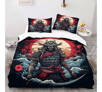Bedding Set 200 * 200CM Japanese brave samurai 3D motifs Kids Duvet Cover Set,Double size，Breathable Comfortable Bedding Set 3 pcs for Teen Room Decor#YR8