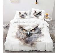 Bedding Set 260×220cm Fun owl 3D print Pattern Super King size with 2×50 * 75cm Pillowcase 3 Pcs with zippe for Children teen Soft Lightweigh comforter set#B